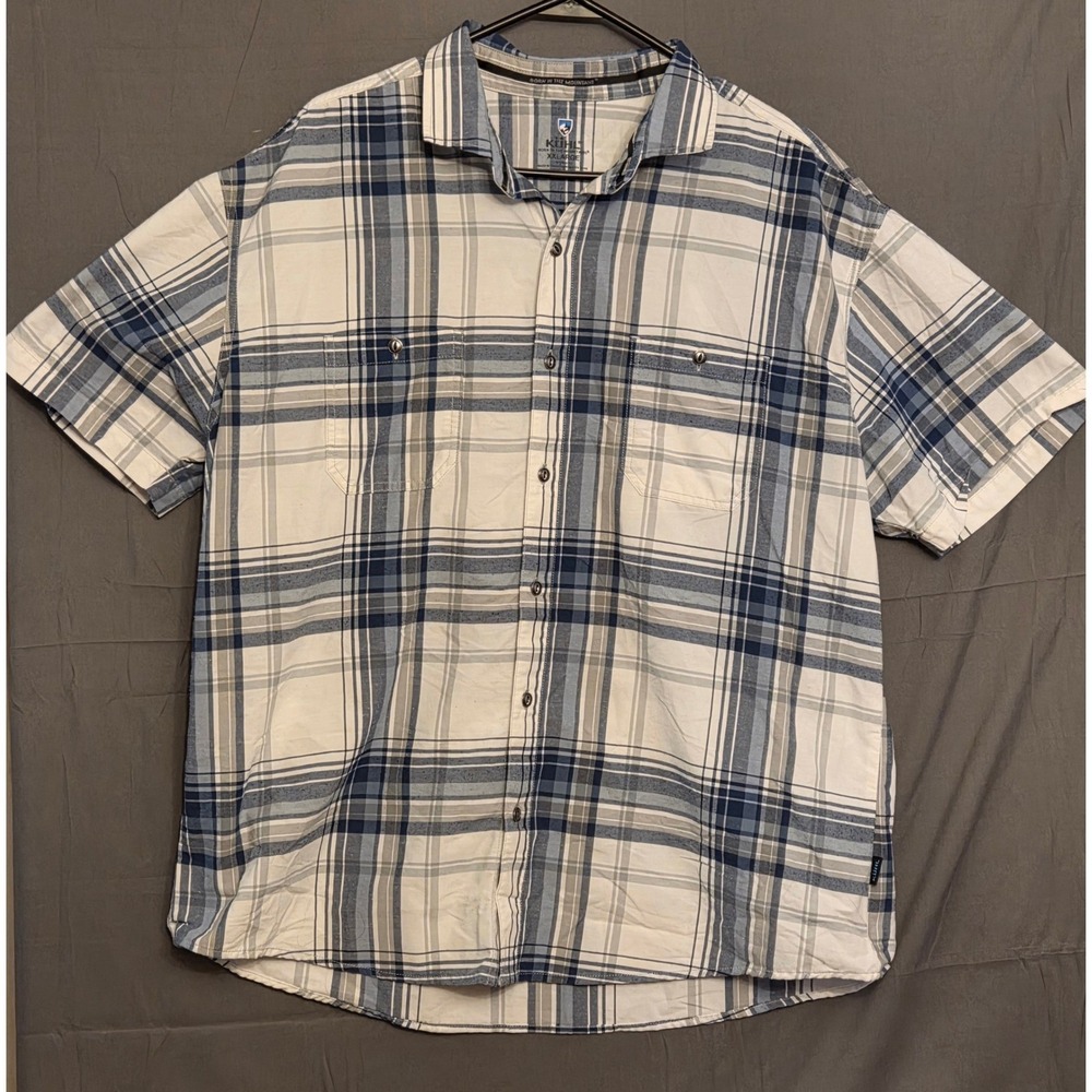 KÜHL Tapered Fit Button Up Striped Shirt Mens Size XXL Blue White Outdoors